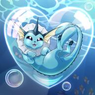 amount:solo atmosphere:bubbles atmosphere:undersea body-type:feral heart-shape series:eeveelutions series:pokemon species:vaporeon style:kawaii // 1200x1200 // 166KB
