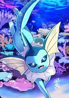 amount:solo atmosphere:coral-reef atmosphere:undersea body-type:feral series:eeveelutions series:pokemon species:vaporeon style:kawaii style:painted // 850x1200 // 202KB