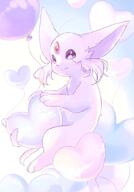 amount:solo balloons body-type:feral forehead-gem series:eeveelutions series:pokemon species:espeon style:kawaii style:painted style:pastel-colors style:playful // 839x1200 // 78KB