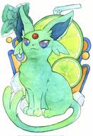amount:solo body-type:feral forehead-gem lime series:eeveelutions series:pokemon species:espeon species:shiny-pokemon style:watercolor // 816x1200 // 166KB