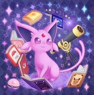 amount:solo atmosphere:space atmosphere:stary body-type:feral book dream-ball forehead-gem pokeball series:eeveelutions series:pokemon species:espeon stargazing style:kawaii telekinesis // 1124x1128 // 253KB
