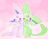 affection amount:pair body-type:feral cheek-rub hall-of-fame:bronze pressing-same-body-part-against-each-other species:shiny-pokemon style:girly style:outline style:pastel-colors // 1200x973 // 110KB