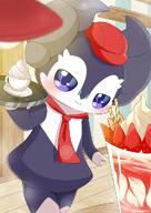 amount:solo atmosphere:cafe body-type:overweight body-type:semi-anthro outfit species:indeedee style:kawaii sundae // 724x1024 // 109KB