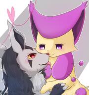 amount:pair body-type:feral lick romance species:delcatty species:mightyena style:kawaii style:outline // 1125x1200 // 145KB
