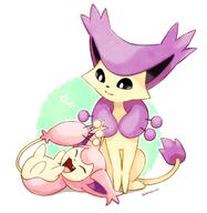 amount:pair body-type:feral species:delcatty species:skitty style:kawaii // 1166x1200 // 105KB