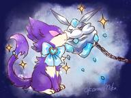 amount:pair atmosphere:regal body-type:feral fluffified species:carbink species:purrloin style:watercolor wearing-bow // 1200x896 // 165KB