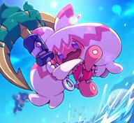 amount:solo atmosphere:beach atmosphere:sunlight body-type:semi-anthro species:tinkaton style:intentional-blur style:kawaii style:lens-flare // 794x728 // 608KB