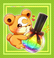 amount:solo atmosphere:fashion body-type:semi-anthro species:teddiursa style:abstract-background style:outline style:striped-background style:thin-border // 817x877 // 547KB