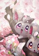 amount:multiple atmosphere:flowers atmosphere:sakura atmosphere:sunlight body-type:feral body-type:semi-anthro flower hall-of-fame:bronze hall-of-fame:silver species:minccino species:shiny-pokemon style:intentional-blur style:kawaii style:noisy // 846x1200 // 144KB