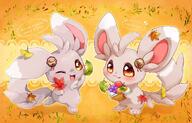 amount:pair atmosphere:autumn atmosphere:fancy body-type:semi-anthro food fruit leaves species:minccino style:kawaii style:outline // 1200x771 // 172KB