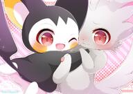 amount:pair atmosphere:fancy body-type:semi-anthro species:emolga species:minccino style:dithering style:kawaii style:outline style:playful style:striped-background wink // 1200x848 // 121KB
