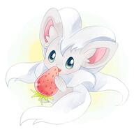 amount:solo body-type:anthro body-type:feral body-type:semi-anthro eating species:cinccino strawberry style:playful // 766x768 // 42KB
