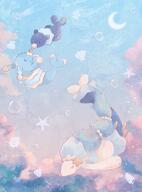 amount:multiple atmosphere:clouds body-type:semi-anthro boop shells species:brionne species:popplio species:primarina style:watercolor // 758x1024 // 82KB