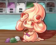 amount:solo atmosphere:restaurant body-type:semi-anthro ice-cream species:alcremie species:food-creature style:painted // 1200x971 // 157KB