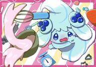 amount:solo atmosphere:assorted-objects body-type:semi-anthro species:alcremie species:food-creature style:border style:girly style:intentional-blur style:kawaii style:playful style:striped-background // 1200x846 // 146KB