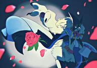 amount:solo atmosphere:contest atmosphere:fashion atmosphere:petals body-type:anthro body-type:semi-anthro flower hall-of-fame:bronze hall-of-fame:silver outfit rose smug species:meowscarada style:dim visual-teasing // 1200x839 // 161KB