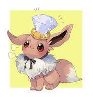 amount:solo body-type:feral series:pokemon species:eevee style:white-border terastallization wearing-bow // 1152x1200 // 91KB