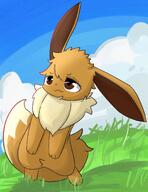 amount:solo atmosphere:field body-type:feral body-type:semi-anthro series:pokemon species:eevee // 928x1200 // 146KB