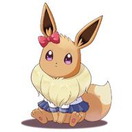 amount:solo body-type:feral outfit schoolgirl-outfit series:pokemon skirt species:eevee style:kawaii wearing-bow // 1200x1200 // 94KB