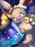 amount:solo atmosphere:space atmosphere:stary body-type:feral hall-of-fame:bronze moon series:pokemon species:eevee style:girly style:sparkly // 768x1024 // 162KB