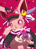 amount:solo atmosphere:halloween atmosphere:spooky body-type:feral cloak hat series:pokemon species:eevee wearing-bow wine // 768x1024 // 113KB