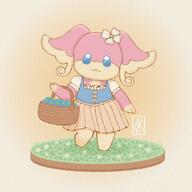 amount:solo basket body-type:semi-anthro feminine flower oran-berry outfit species:audino style:girly style:playful wearing-flower // 1080x1080 // 100KB