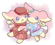 amount:pair amount:solo atmosphere:cafe body-type:semi-anthro feminine flower kimono outfit species:audino style:dithering style:girly style:outline style:playful wearing-flower // 700x580 // 372KB