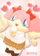 amount:solo body-type:semi-anthro ice-cream outfit schoolgirl-outfit skirt species:audino style:outline wearing-bow // 848x1200 // 120KB