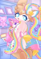 amount:solo atmosphere:bedroom body-type:anthro hall-of-fame:bronze hall-of-fame:gold hall-of-fame:silver oc plush series:eeveelutions series:pokemon species:sylveon style:pastel-colors style:playful style:sanriocore style:sparklefur style:very-girly style:very-playful // 685x986 // 548KB