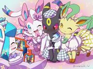 affection amount:multiple body-type:feral cheek-rub drass dress embarrassed forehead-gem glaceono hall-of-fame:bronze hall-of-fame:gold hall-of-fame:silver panicked pressing-same-body-part-against-each-other series:eeveelutions series:pokemon species:espeon species:leafeon species:sylveon species:umbreon style:girly style:playful style:very-girly using-phone visibly-shy wink // 3200x2400 // 845KB