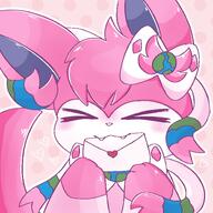 amount:solo body-type:feral excited hall-of-fame:bronze happy letters nomming oc series:eeveelutions series:pokemon species:sylveon style:girly style:icon style:kawaii style:playful // 1500x1500 // 276KB
