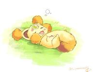 amount:solo atmosphere:field body-type:feral forehead-gem sleeping species:carbuncle-(Puzzle-and-Dragons) style:playful // 537x416 // 18KB