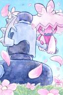 amount:solo atmosphere:field atmosphere:flowers atmosphere:powerful body-type:semi-anthro flower species:tinkaton style:traditional-art style:watercolor // 798x1200 // 194KB