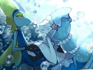 amount:pair atmosphere:undersea body-type:semi-anthro hall-of-fame:bronze happy romance smug species:inteleon species:primarina style:dim touching-paws visual-teasing // 1800x1350 // 357KB
