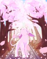 amazed amount:solo atmosphere:flowers atmosphere:petals atmosphere:sakura atmosphere:sunlight body-type:feral flower forehead-gem hall-of-fame:bronze hall-of-fame:silver interested series:eeveelutions series:pokemon species:espeon style:painted // 1600x2000 // 288KB