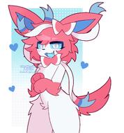amount:solo body-type:anthro series:eeveelutions series:pokemon smug species:sylveon style:abstract-background style:dithering style:kemono style:pastel-colors style:white-border visual-teasing // 1855x2000 // 2.1MB