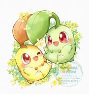 affection amount:pair atmosphere:autumn body-type:feral cuddling species:chikorita style:kawaii // 1108x1175 // 269KB