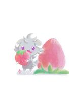amount:solo body-type:semi-anthro eating series:pokemon species:espurr strawberry style:playful // 1358x1920 // 98KB