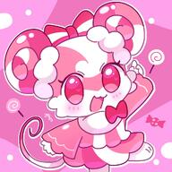 amount:solo body-type:semi-anthro candy hall-of-fame:bronze heart-eyes outfit species:sheep style:girly style:kawaii style:one-color style:outline style:pink style:playful style:very-girly wearing-bow // 1280x1280 // 189KB