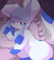 amount:solo atmosphere:bedroom body-type:feral neutral-expression series:eeveelutions series:pokemon species:glaceon style:dim style:kawaii // 1853x2048 // 201KB