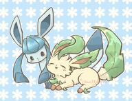 amount:pair body-type:feral series:eeveelutions series:pokemon species:glaceon species:leafeon style:abstract-background style:outline style:painted // 1493x1144 // 218KB