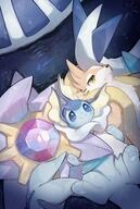 amount:multiple amount:pair body-type:feral hall-of-fame:bronze hall-of-fame:silver series:eeveelutions series:pokemon species:lycanroc-(midday) species:starmie species:vaporeon style:painted // 2744x4096 // 821KB