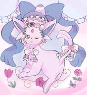 amount:solo atmosphere:easter atmosphere:fashion atmosphere:flowers body-type:feral flower forehead-gem outfit series:eeveelutions series:pokemon species:espeon style:pastel-colors style:playful // 1654x1806 // 280KB