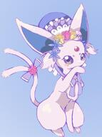 amount:solo atmosphere:flowers body-type:feral feminine flower forehead-gem series:eeveelutions series:pokemon species:espeon spring-outfit style:girly style:pastel-colors wearing-bow wearing-flower // 466x625 // 47KB