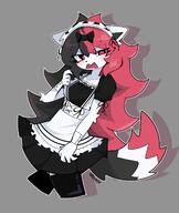 amount:solo annoyed body-type:anthro long-hair maid outfit species:cat style:kemono wearing-bow weirded-out // 1726x2048 // 232KB