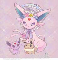 amount:solo body-type:feral feminine flower forehead-gem plush series:eeveelutions series:pokemon species:eevee species:espeon spring-outfit style:girly wearing-flower // 1350x1395 // 295KB