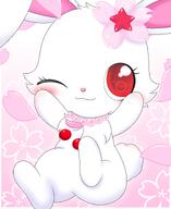 amount:solo body-type:feral body-type:semi-anthro character:ruby-jewelpet feminine flower necklace species:bunny style:girly style:kawaii style:one-color style:pink style:playful wearing-flower wink // 1800x2200 // 238KB