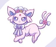 amount:solo body-type:feral feminine flower forehead-gem series:eeveelutions series:pokemon species:espeon spring-outfit style:abstract-background style:girly style:pastel-colors style:playful wearing-bow wearing-flower // 645x536 // 160KB