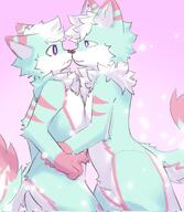 amount:pair body-type:anthro boop embarrassed hall-of-fame:bronze hall-of-fame:silver holding-waist pressing-same-body-part-against-each-other smug species:fox style:girly style:kemono style:pastel-colors style:playful visibly-shy visual-teasing // 1781x2048 // 253KB
