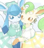 amount:pair body-type:feral dress series:eeveelutions series:pokemon species:glaceon species:leafeon style:pastel-colors style:playful // 1717x1865 // 289KB